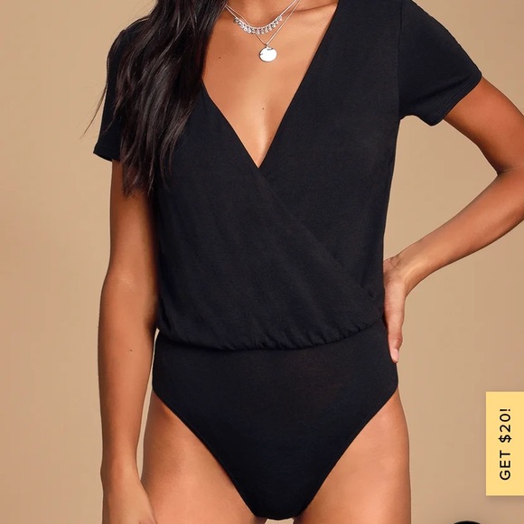 Lulus Tops - Black Short sleeve body suit